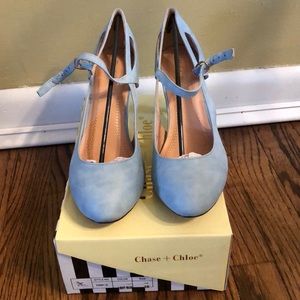 Fountain of Truth Mary Jane Heel in Dusty Blue